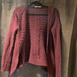Hooded maroon cardigan